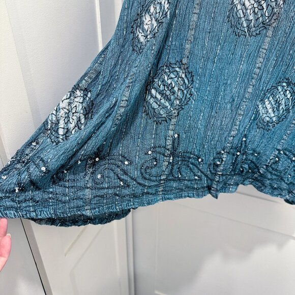 Blue Silver Mini Boho Bohemian Hippie Festival Fairy Beach Dress - Picture 4 of 7